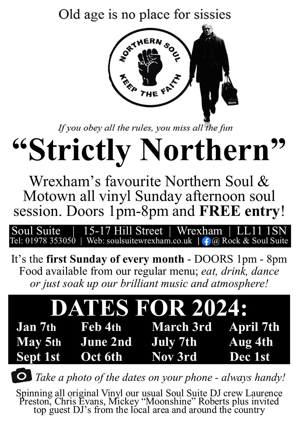 'Strictly Northern' - Wrexham's favourite Northern Soul & Motown all vinyl Sunday afternoon soul session. Doors 1 - 8pm and FREE entry!